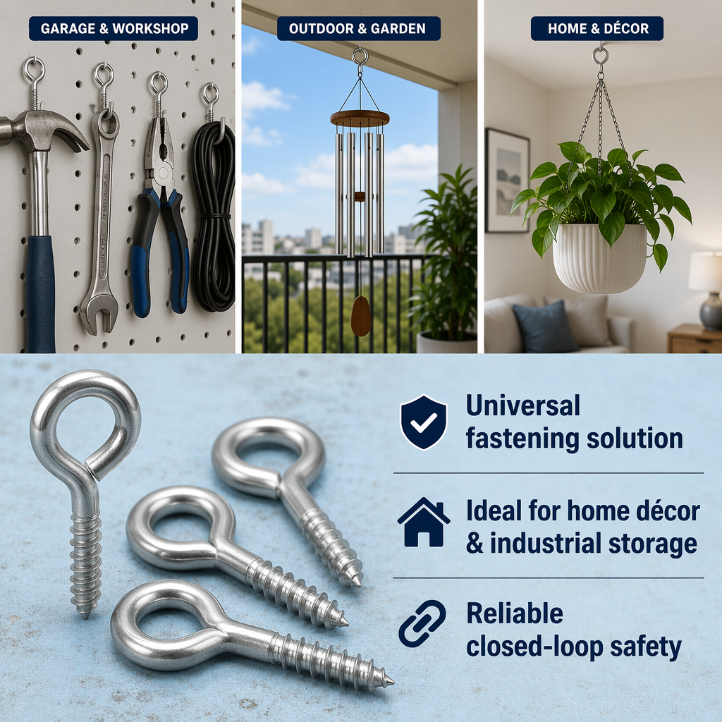Carbon Steel Nickel-plated Head Grade 4.8 Eye Bolts Hand-Tightened Self-Tapping Screws Closed-End Hook Accessories Eye Rings