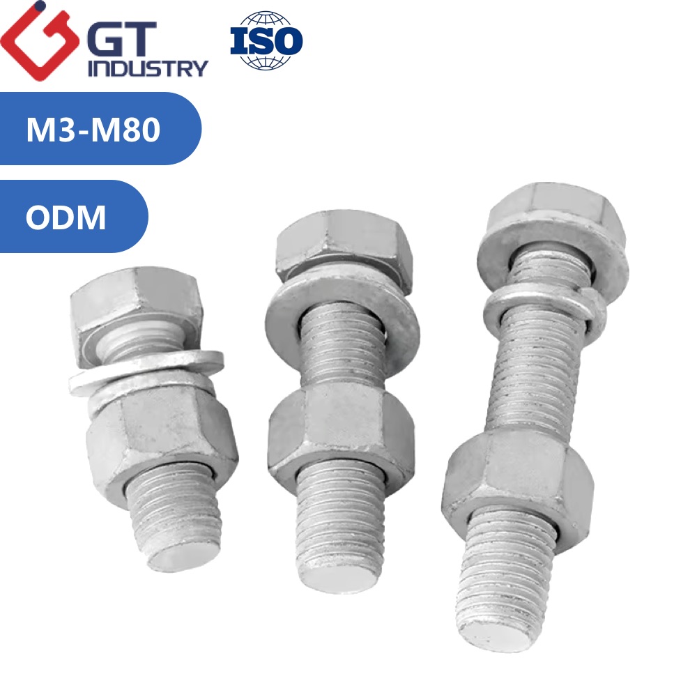 Grade 5 8 Grade 8.8 10.9 Custom Steel HDG Hex Bolts A193 B7 A325 A490 Hexagon Heavy Nuts Hot Dip Galvanized ASTM Bolts And Nuts