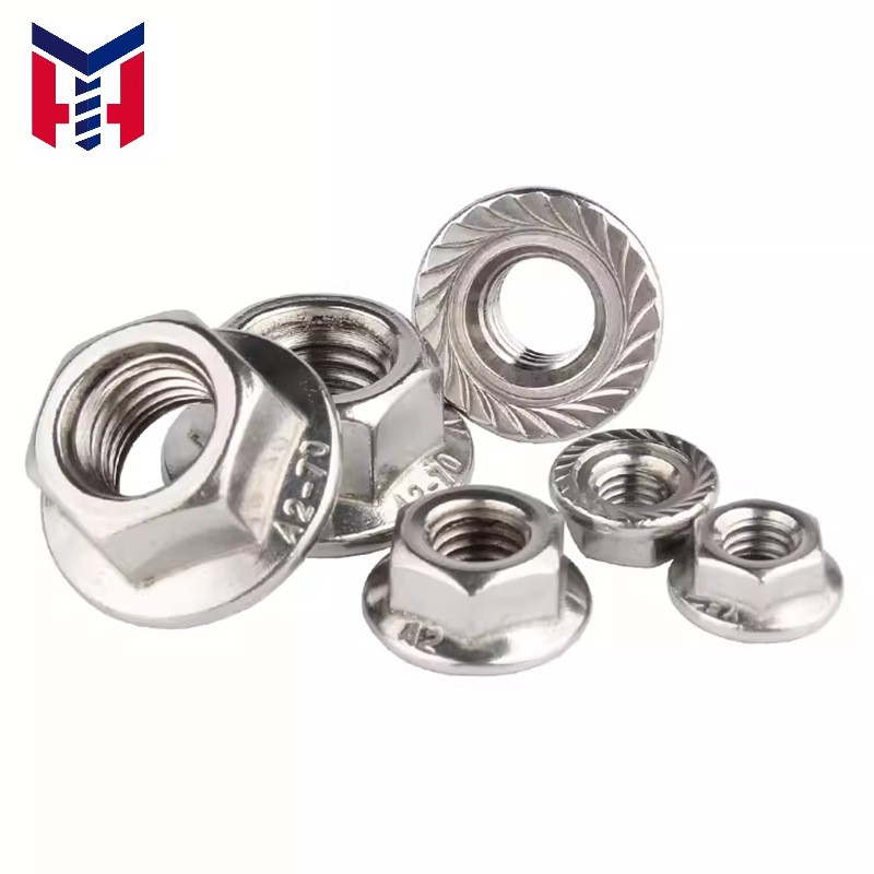 DIN Standard Titanium Hex Flange Locking Nuts with Plain Finished for Automotive Industry