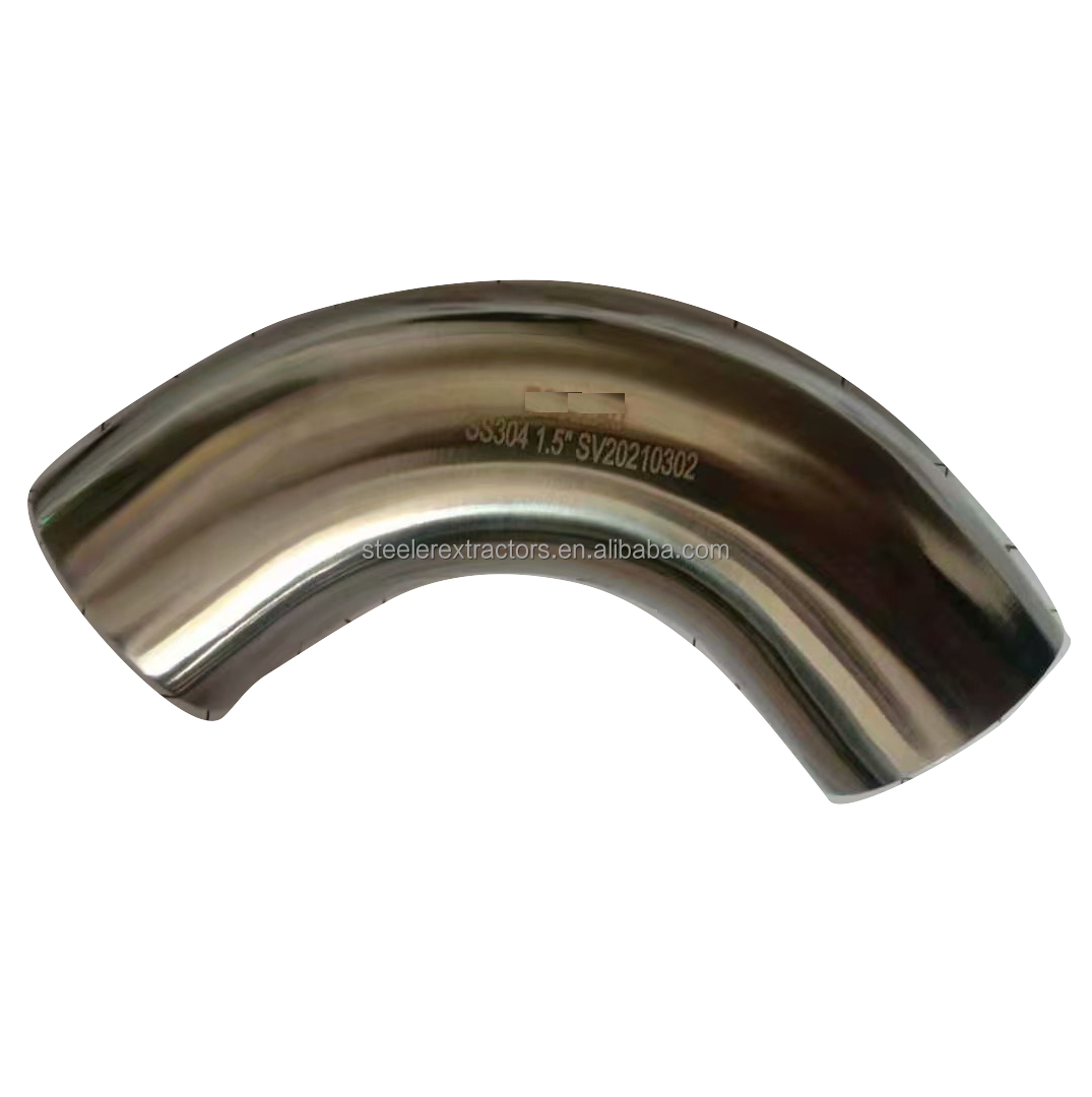 SS304 316L Seamless Tubing Sanitary Long Radius Elbow 90 Degree