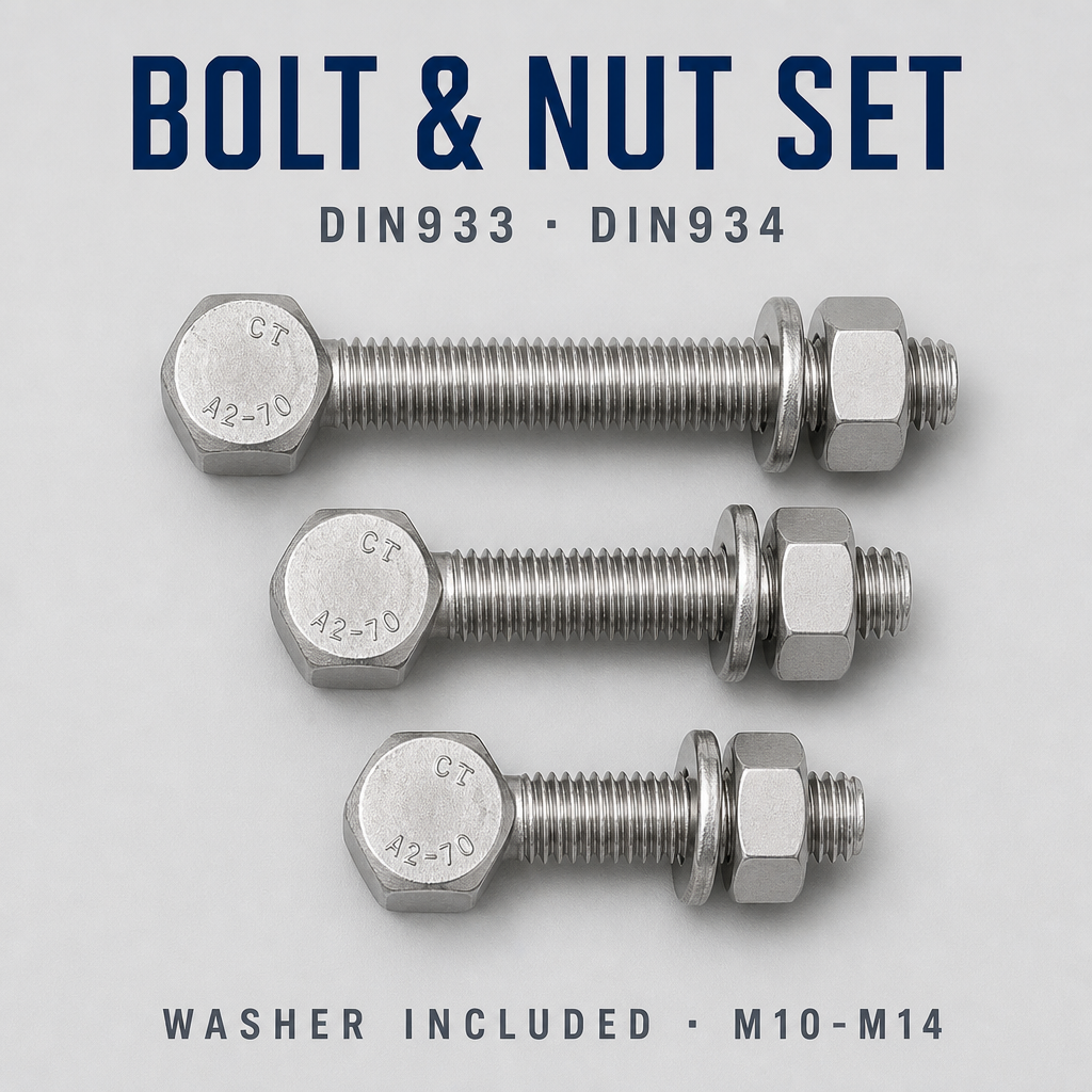 Hex Bolt China Wholesale Hexagon Bolts Din933 &amp; Din934 Hex Nut M10 M9 M12 M14 Hexagon Bolt Screw Stainless Steel Washer