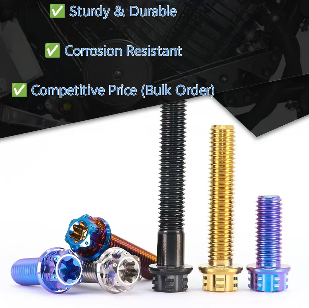 High-Strength Gr5 Titanium Hexagon Flange Bolts for Motorcycle