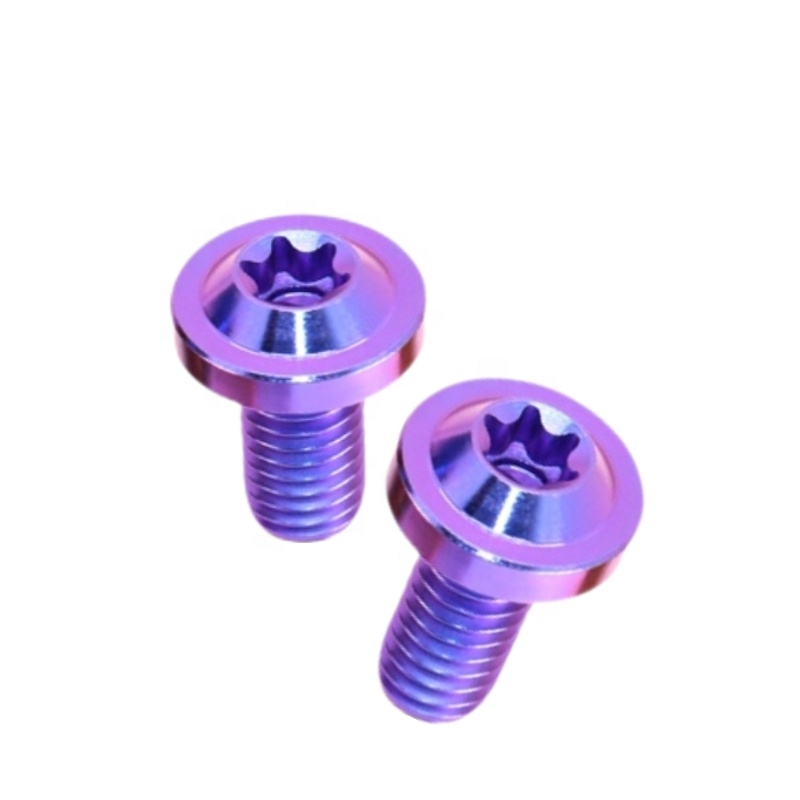 Custom High Quality Gr5 Titanium Bolts with Torx Button Head Flanged Screws in PVD for Bicycle Motorcycle Automotive Racing