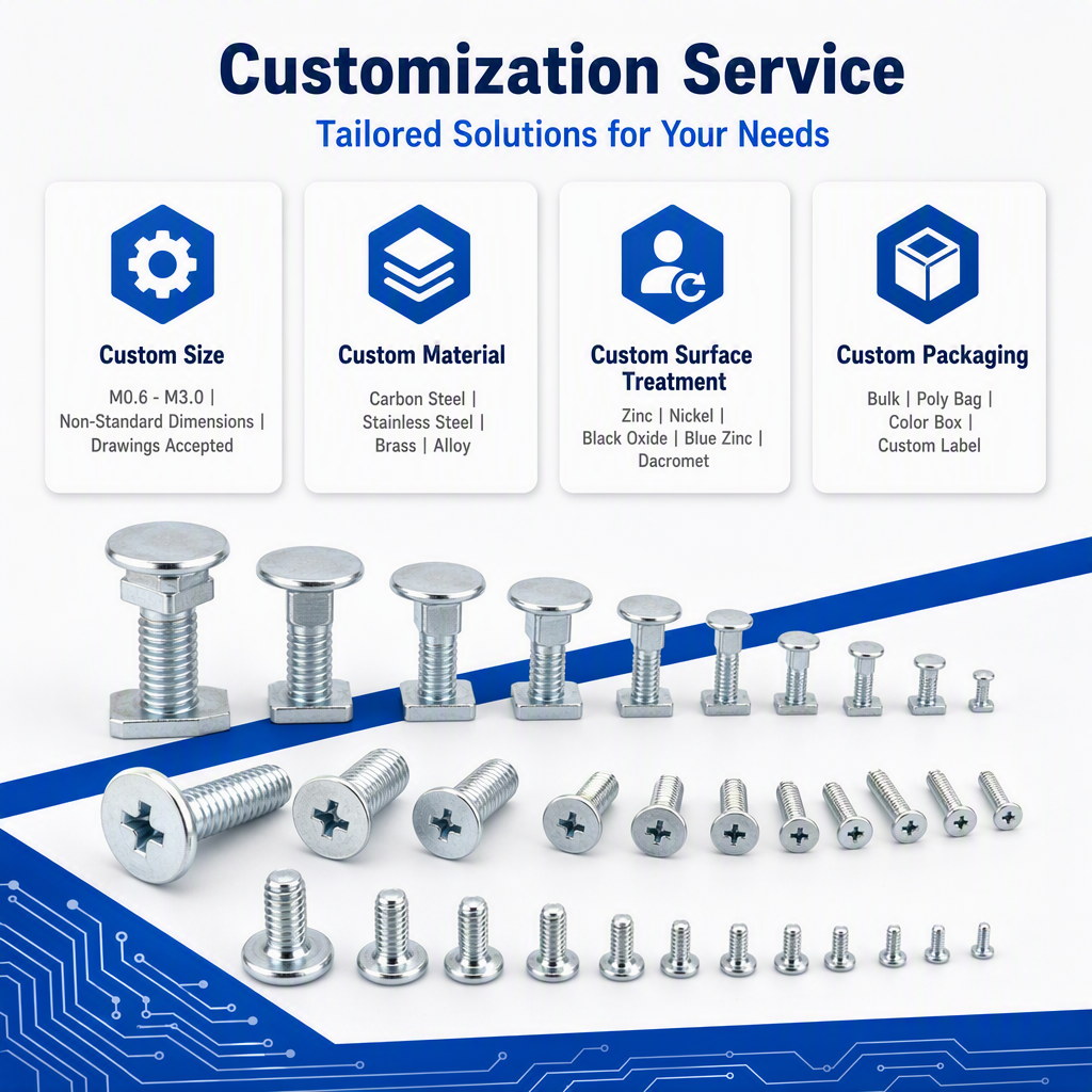 Custom Micro T Bolts Square Neck Carriage Bolt M0.8 M2.5 Zinc Plated Black Oxide Stainless Steel Fasteners Machinery OEM JinLi