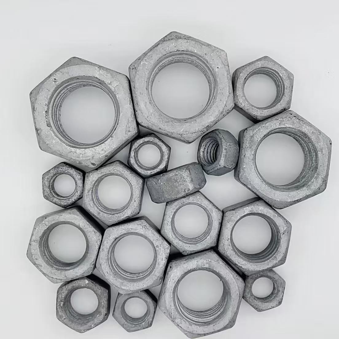 Hot Dip Galvanized Grade 8.8 Carbon Steel Hex Nut DIN934 Heavy Duty Bolts Nuts Screws Fasteners M8 M10 M12 M16 M20