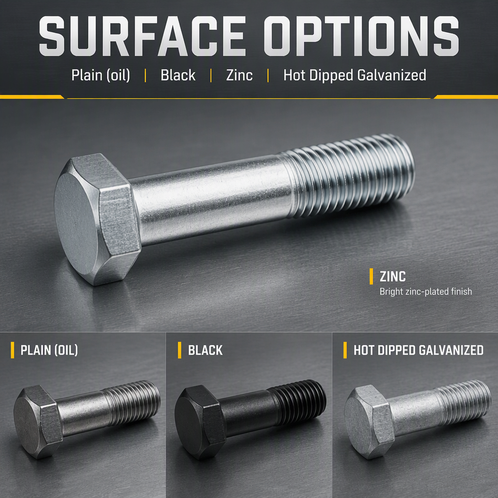 A325 Grade 8.8 Hex Bolt Nut DIN931/DIN933 Standard Carbon Steel Galvanized Surface Treatment High Tensile Bolts