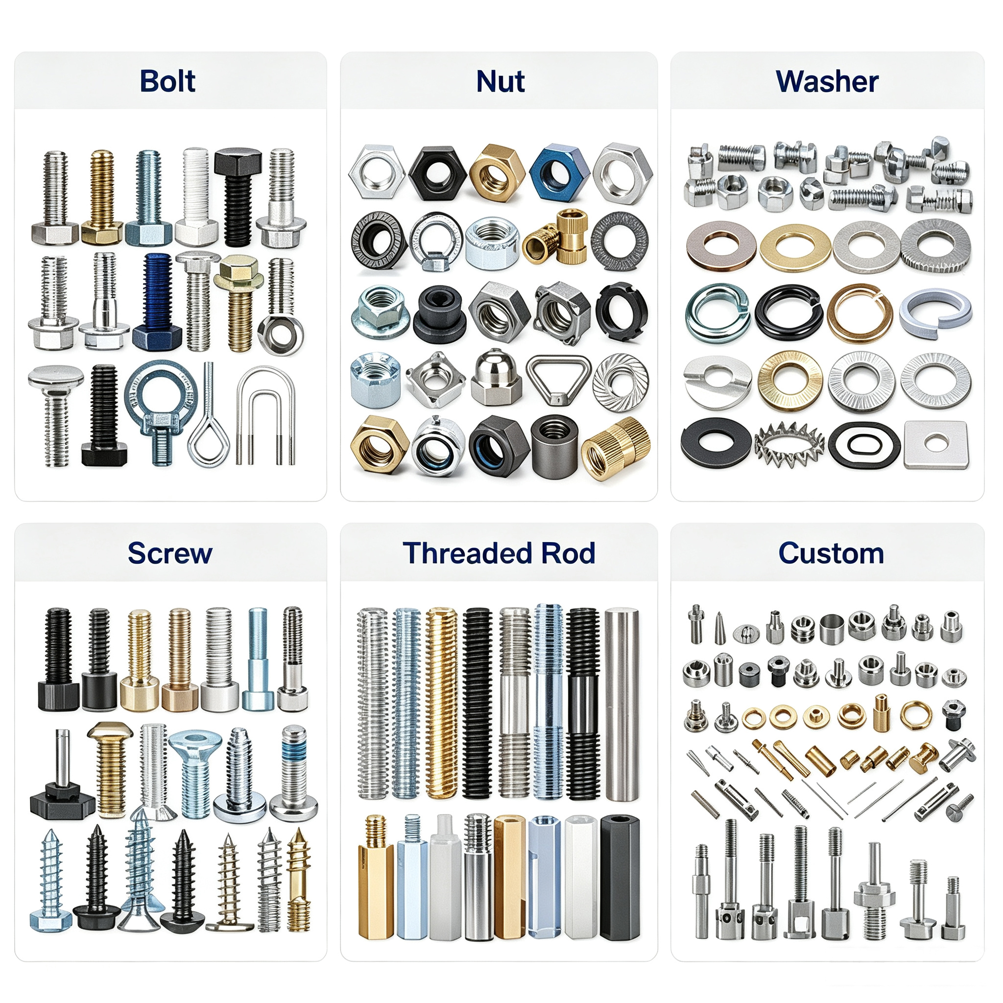 304 Stainless Steel A2-70 GB901 Double End Stud Bolt Set M6-M16 Threaded Rod Screw Nut Washer Kit Plain Finish Anti-Loosening