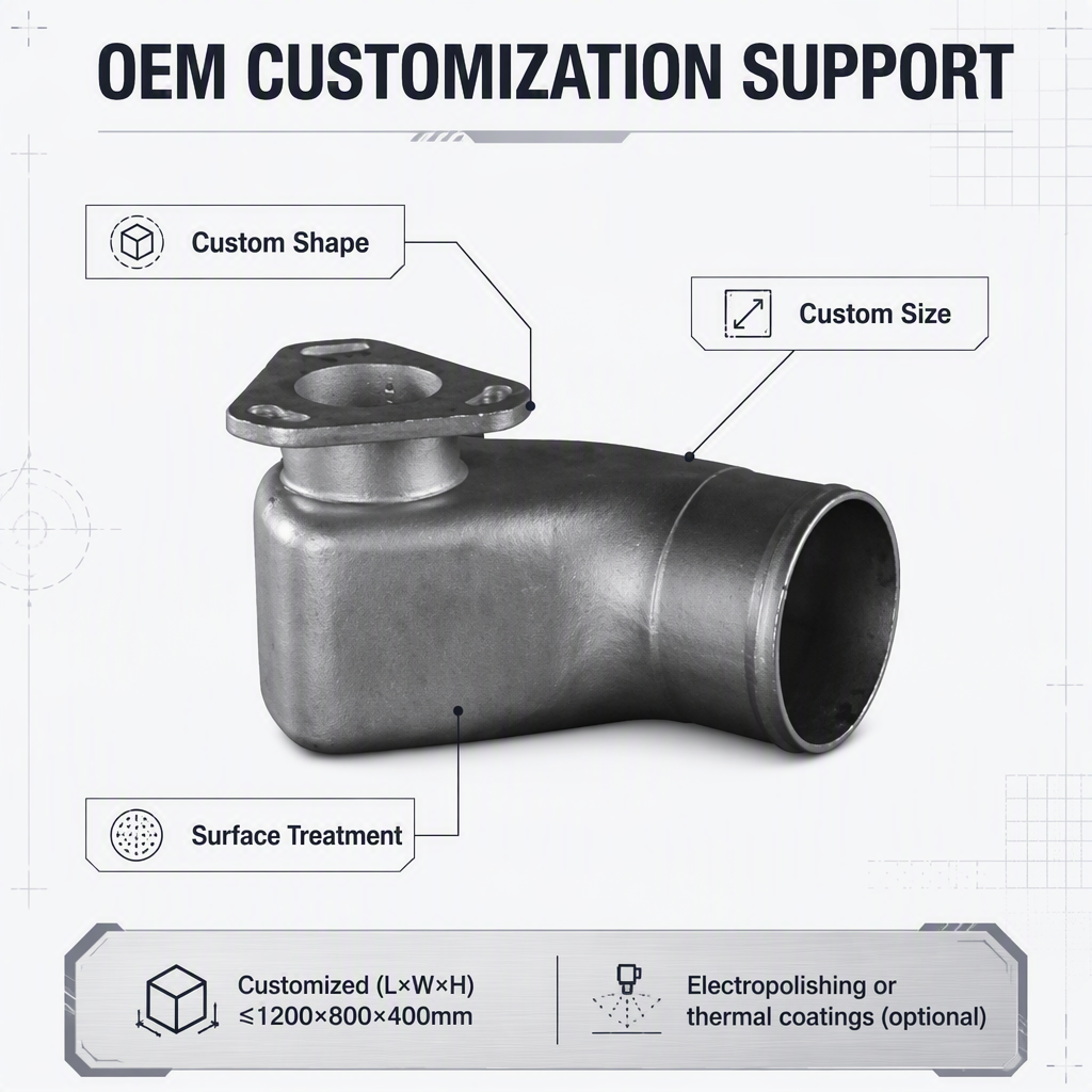 Custom SCS13 Stainless Steel Exhaust Elbow Investment Casting OEM Corrosion Resistant High Temperature Marine Industrial