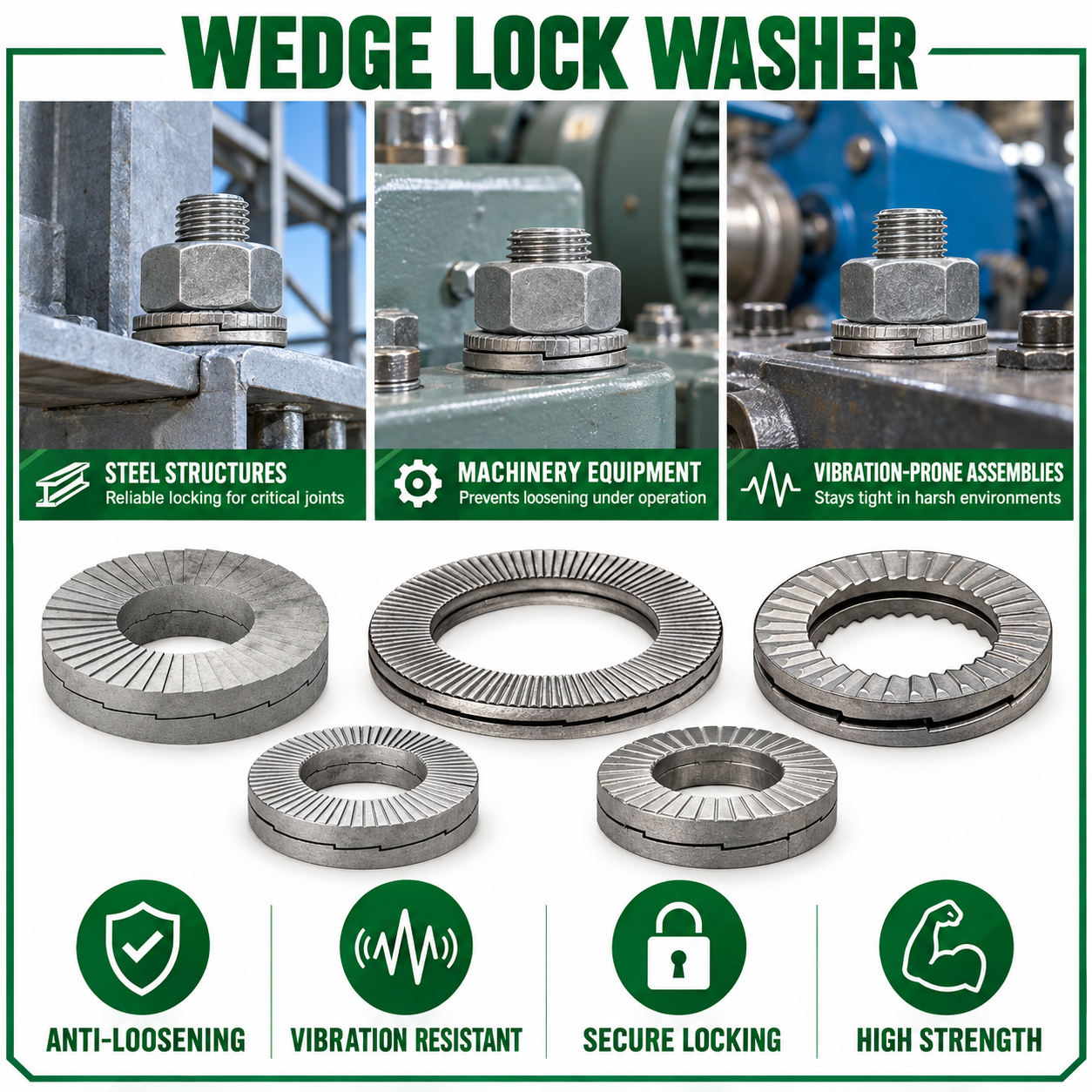 Wedge Lock Washer DIN 25201 Double Stack Anti Vibration Self Locking Washer Custom OEM Fastener