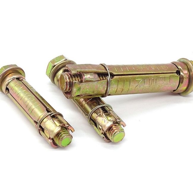 Heavy-Duty 3-Piece Expansion Anchor Bolt, Yellow Zinc Plated for Corrosion Resistance Carbon Steel with High Strength