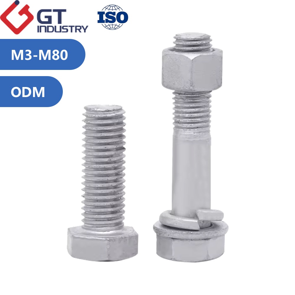 Grade 5 8 Grade 8.8 10.9 Custom Steel HDG Hex Bolts A193 B7 A325 A490 Hexagon Heavy Nuts Hot Dip Galvanized ASTM Bolts And Nuts