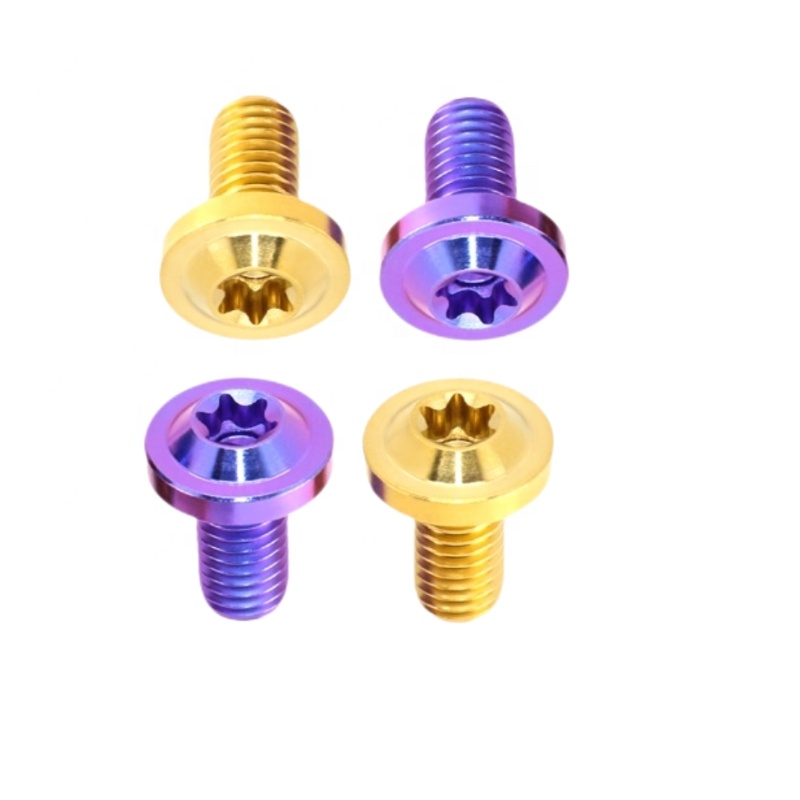 Custom High Quality Gr5 Titanium Bolts with Torx Button Head Flanged Screws in PVD for Bicycle Motorcycle Automotive Racing