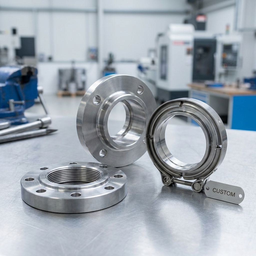 Custom Threaded Socket Weld Lap Joint Plate SS304 Flange ASME Standard CNC Machined Model C-0603 for Pipe Connection V-Band