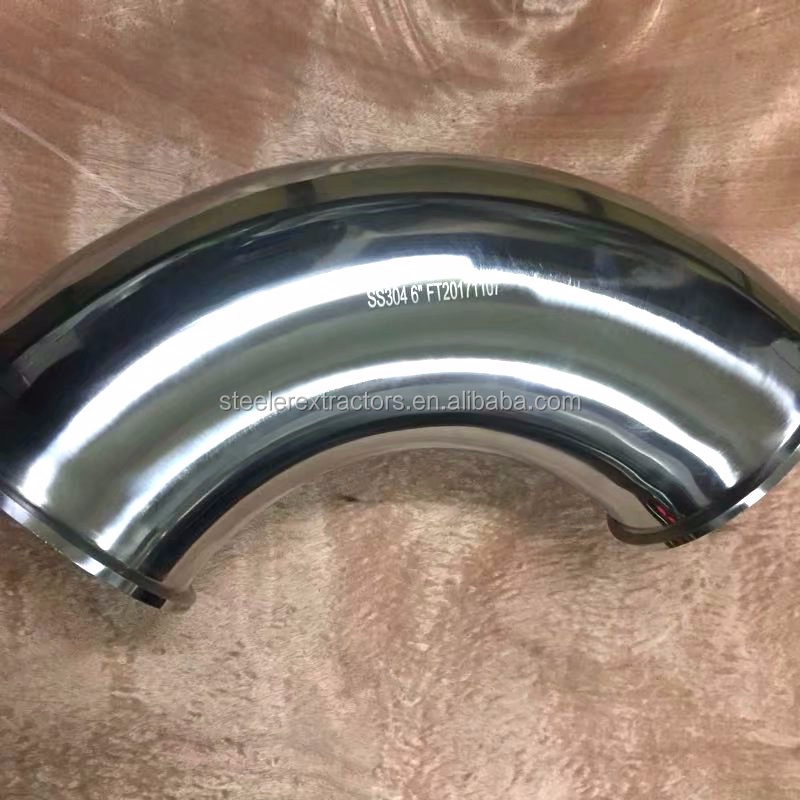 SS304 316L Seamless Tubing Sanitary Long Radius Elbow 90 Degree