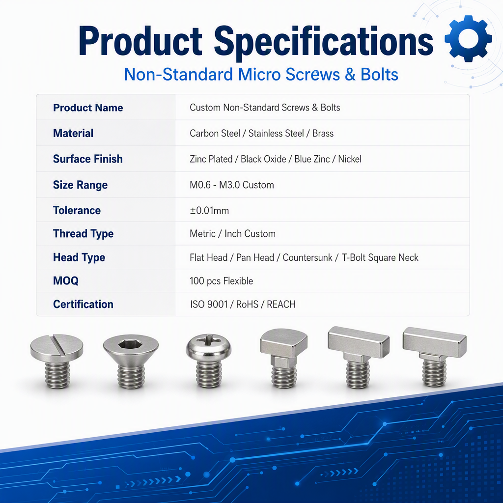 Custom Micro T Bolts Square Neck Carriage Bolt M0.8 M2.5 Zinc Plated Black Oxide Stainless Steel Fasteners Machinery OEM JinLi