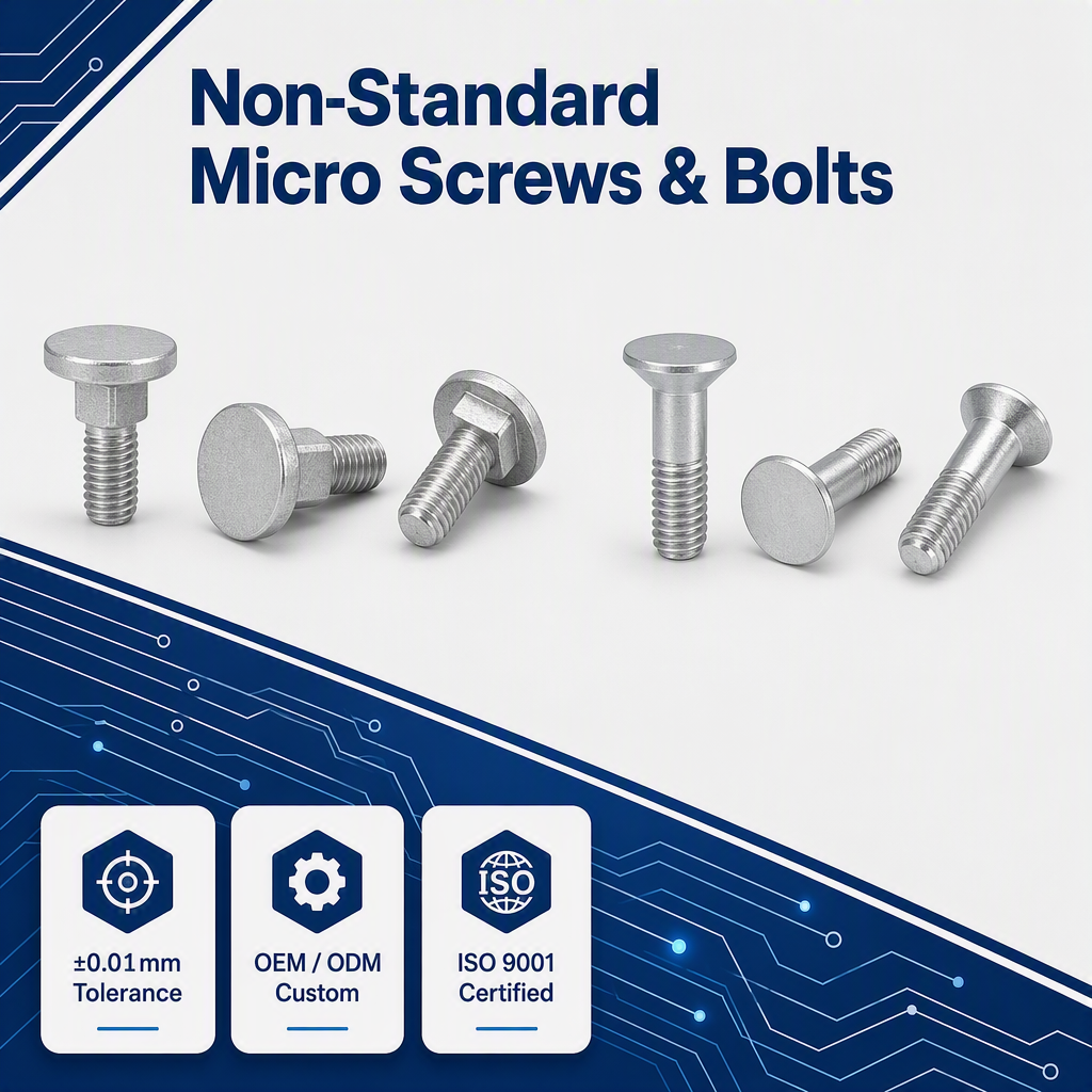 Custom Micro T Bolts Square Neck Carriage Bolt M0.8 M2.5 Zinc Plated Black Oxide Stainless Steel Fasteners Machinery OEM JinLi