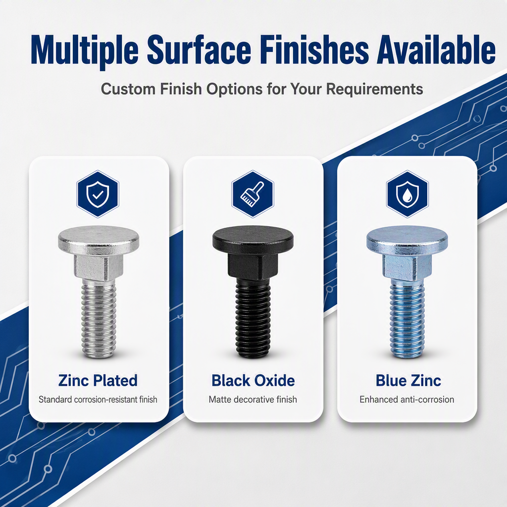 Custom Micro T Bolts Square Neck Carriage Bolt M0.8 M2.5 Zinc Plated Black Oxide Stainless Steel Fasteners Machinery OEM JinLi