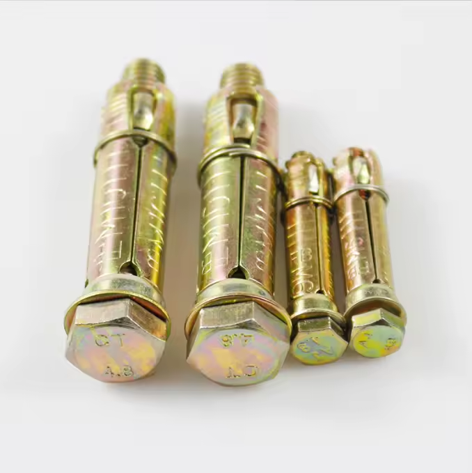 M6 M8 M10 Heavy Duty Expansion Yellow Zinc Plated Fix Anchor Bolts 4-Piece Concrete Rawl Bolt Shield Anchor Bolts Fasteners