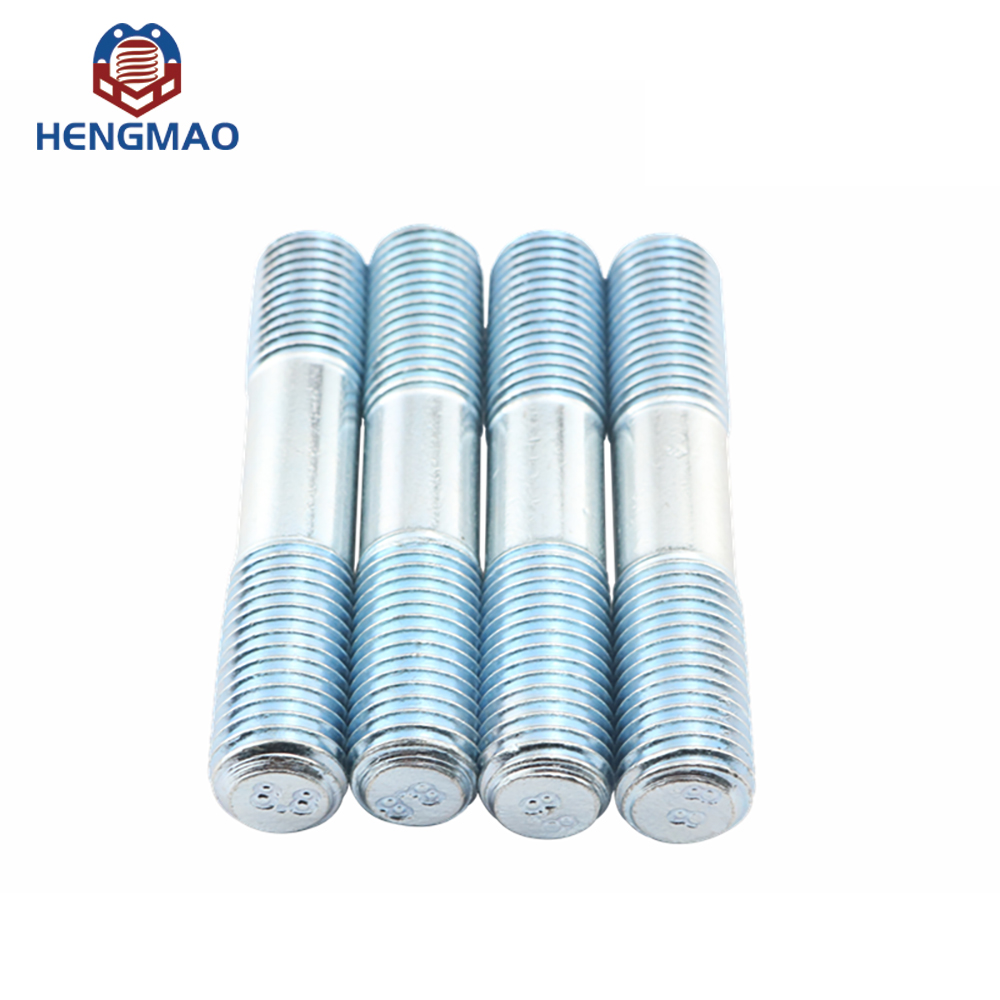 High Quality Blue Zinc Plated Black Steel Double Threaded End Stud Bolts With Nuts and Washers