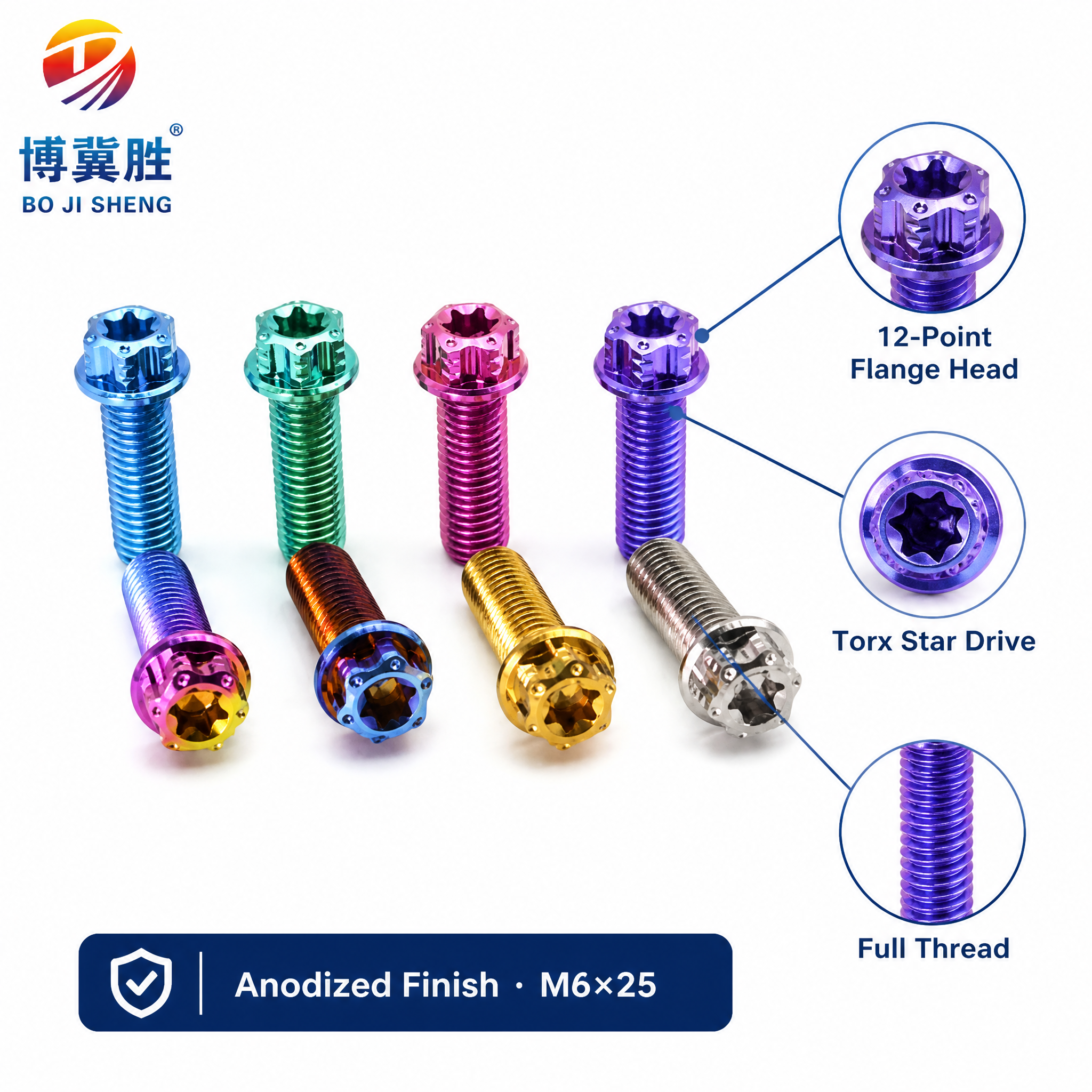 High-Strength Gr5 Titanium Hexagon Flange Bolts for Motorcycle