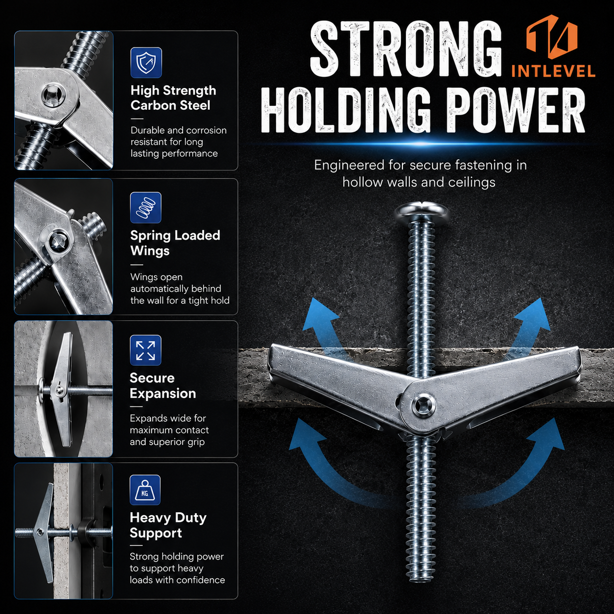 Factory Direct Supply Carbon Steel Butterfly Anchor Bolts Spring Toggle Toggle Bolts Toggle Anchor Bolts