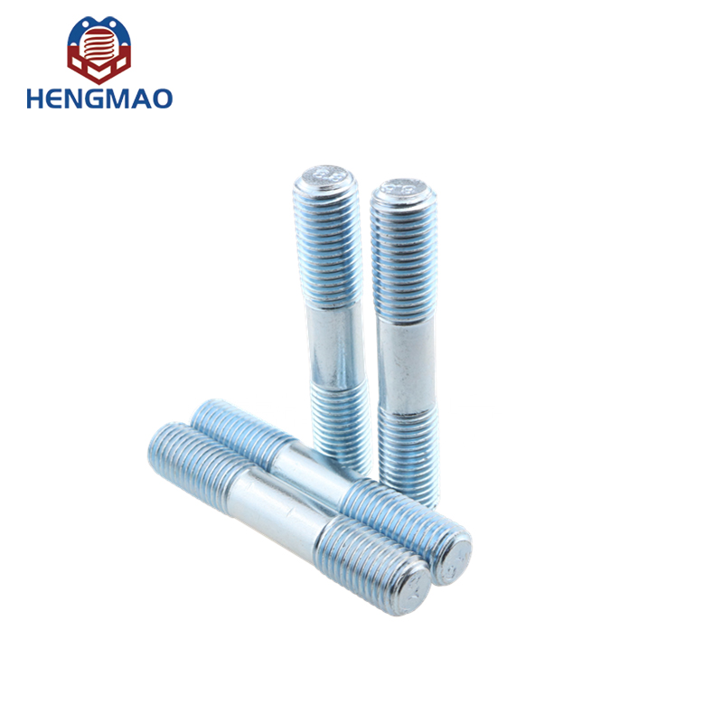 High Quality Blue Zinc Plated Black Steel Double Threaded End Stud Bolts With Nuts and Washers