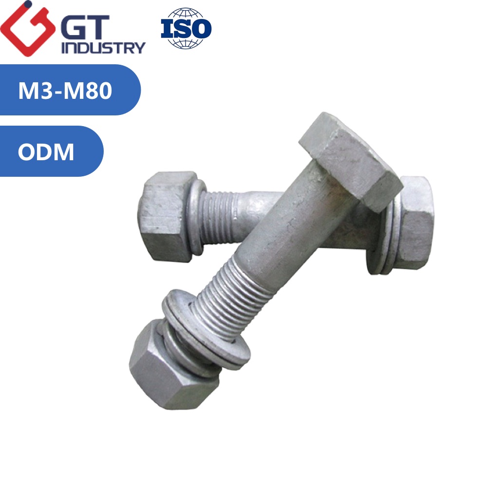 Grade 5 8 Grade 8.8 10.9 Custom Steel HDG Hex Bolts A193 B7 A325 A490 Hexagon Heavy Nuts Hot Dip Galvanized ASTM Bolts And Nuts