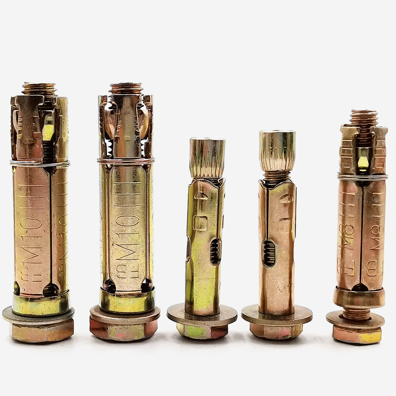 M6 M8 M10 Heavy Duty Expansion Yellow Zinc Plated Fix Anchor Bolts 4-Piece Concrete Rawl Bolt Shield Anchor Bolts Fasteners