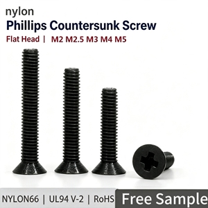 Black Nylon Phillips Countersunk Screws PA66 GF30