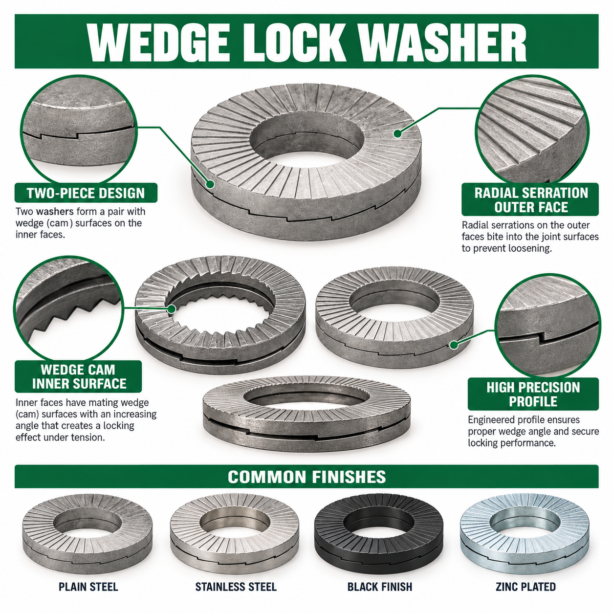 Wedge Lock Washer DIN 25201 Double Stack Anti Vibration Self Locking Washer Custom OEM Fastener
