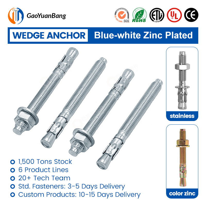 Carbon Steel Zinc Plated Through Anchor Wedge Bolts M12 M24 for Concrete and Structural Fixing
