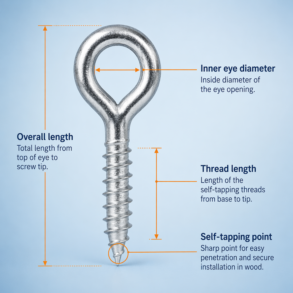 Carbon Steel Nickel-plated Head Grade 4.8 Eye Bolts Hand-Tightened Self-Tapping Screws Closed-End Hook Accessories Eye Rings